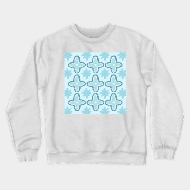 Boho Natural Collection Boho Aesthetic Star Pattern in Pastel Light Blue Crewneck Sweatshirt by YourGoods